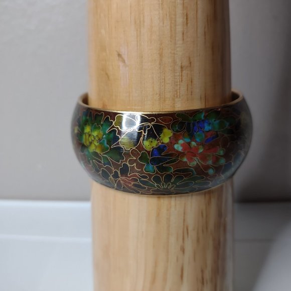 Pretty Multicolor Floral Large Vintage Bangle - Picture 14 of 16